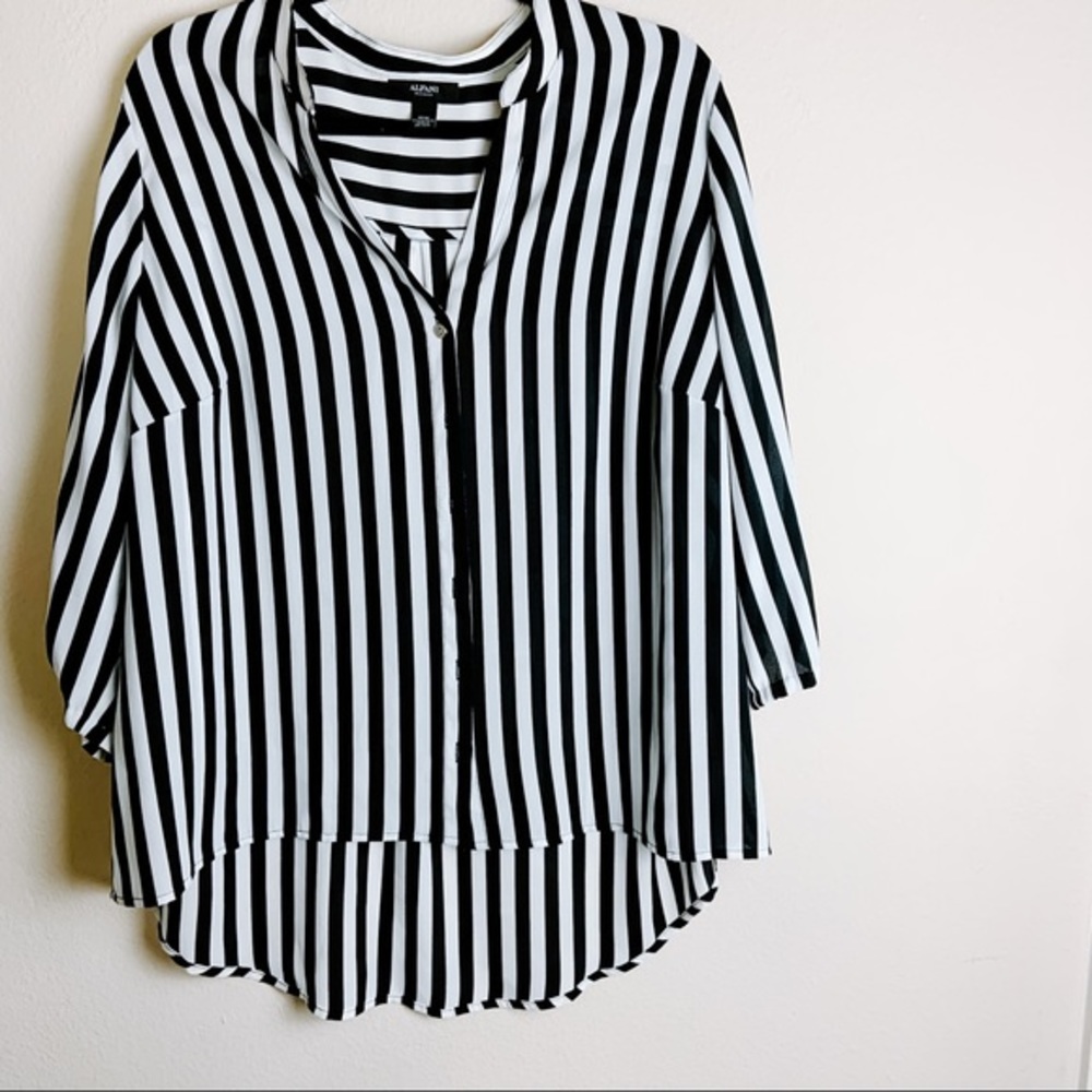 Alfani Black & White Stripped Plus Size Blouse